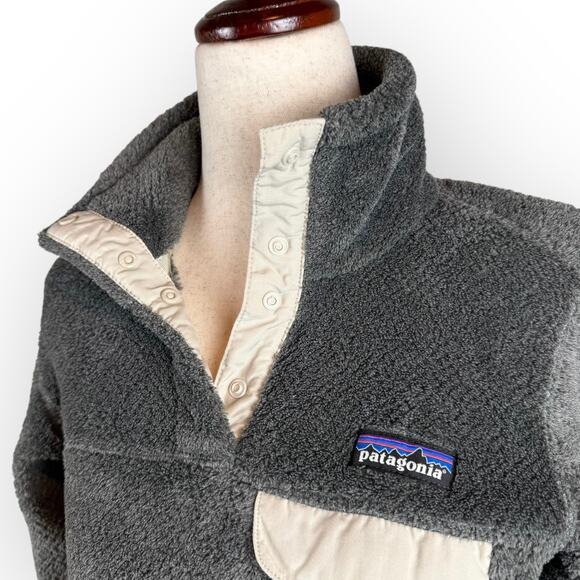 Women's Patagonia Re-Tool Snap-T Pullover Fleece Gray Beige XS - Picture 4 of 8